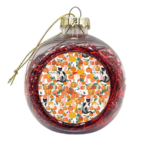 Pumpkin Patch Kitty Cat - xmas bauble by Mukta Lata Barua