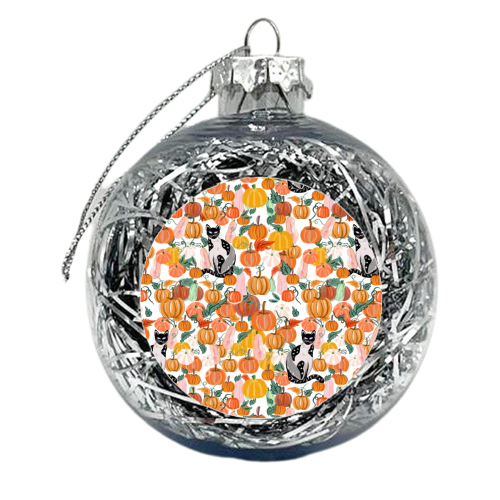 Pumpkin Patch Kitty Cat - xmas bauble by Mukta Lata Barua