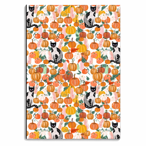 Pumpkin Patch Kitty Cat - personalised A4, A5, A6 notebook by Mukta Lata Barua