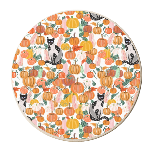 Pumpkin Patch Kitty Cat - personalised beer coaster by Mukta Lata Barua