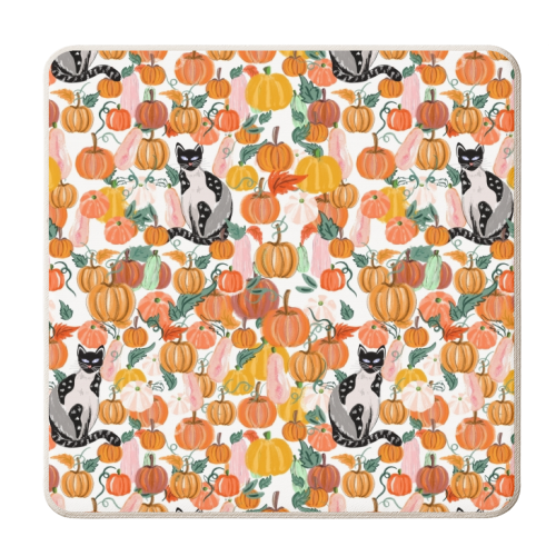 Pumpkin Patch Kitty Cat - personalised beer coaster by Mukta Lata Barua