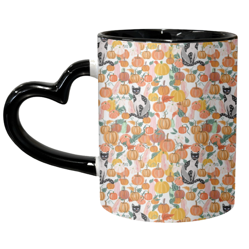 Pumpkin Patch Kitty Cat - unique mug by Mukta Lata Barua