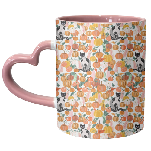 Pumpkin Patch Kitty Cat - unique mug by Mukta Lata Barua
