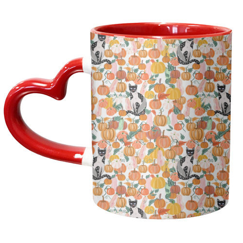 Pumpkin Patch Kitty Cat - unique mug by Mukta Lata Barua