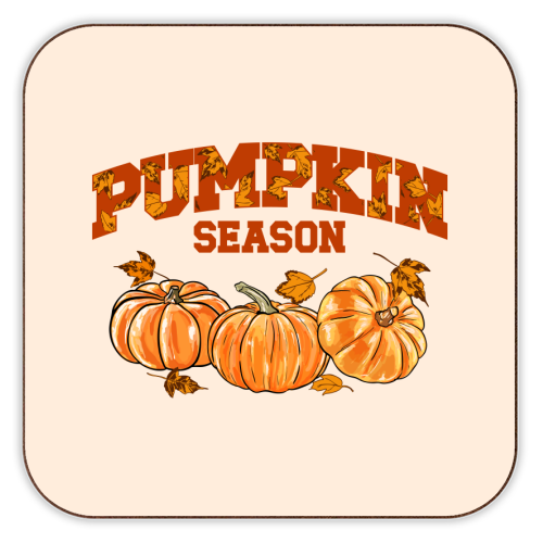 Pumpkin Season Retro Vintage Illustration - personalised beer coaster by EZbie