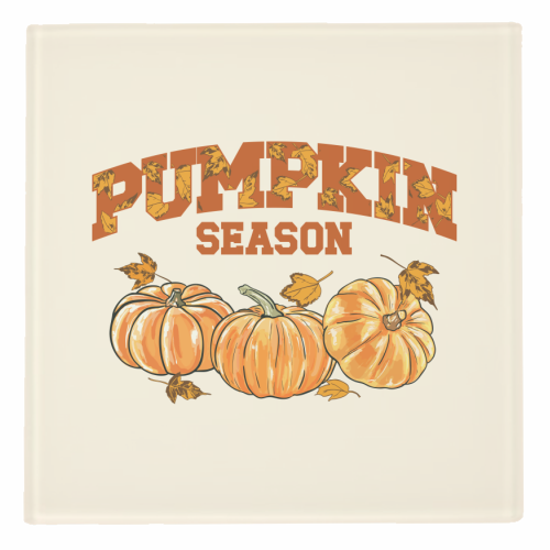 Pumpkin Season Retro Vintage Illustration - personalised beer coaster by EZbie
