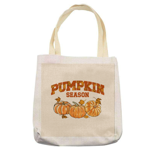 Pumpkin Season Retro Vintage Illustration - printed canvas tote bag by EZbie