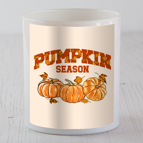 Pumpkin Season Retro Vintage Illustration - scented candle by EZbie