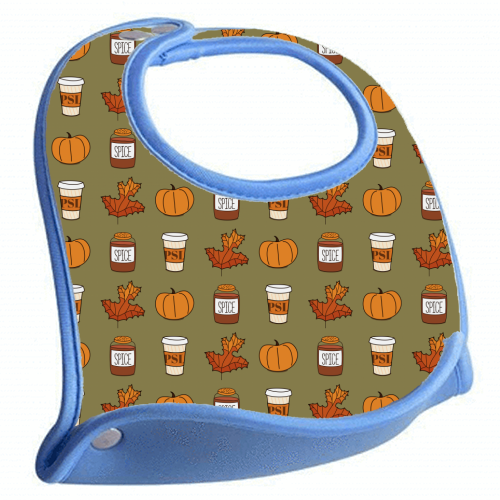 Pumpkin Spice Latte - baby feeding bib by Stephanie Komen