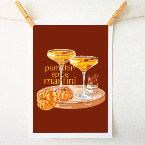 Pumpkin Spice Martini Vintage - A1 - A4 art print by EZbie