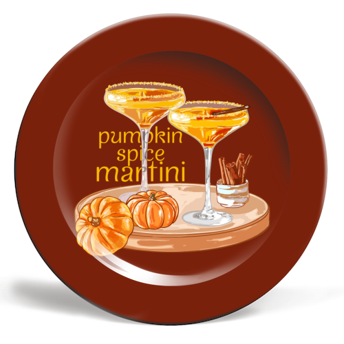 Pumpkin Spice Martini Vintage - ceramic dinner plate by EZbie