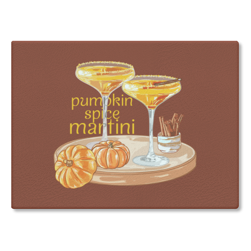 Pumpkin Spice Martini Vintage - glass chopping board by EZbie