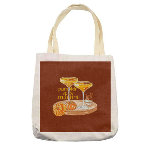 Pumpkin Spice Martini Vintage - printed canvas tote bag by EZbie