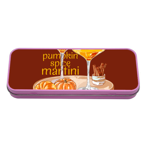 Pumpkin Spice Martini Vintage - tin pencil case by EZbie