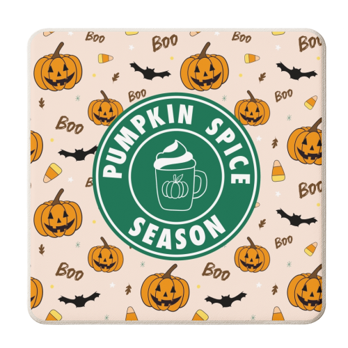 Pumpkin spice season Halloween - personalised beer coaster by The Girl Next Draw