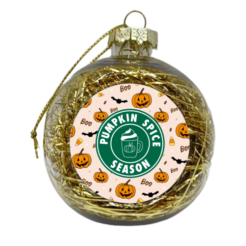 Pumpkin spice season Halloween - xmas bauble by The Girl Next Draw