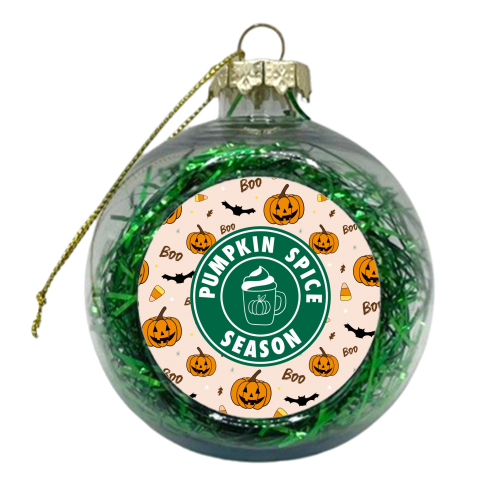 Pumpkin spice season Halloween - xmas bauble by The Girl Next Draw
