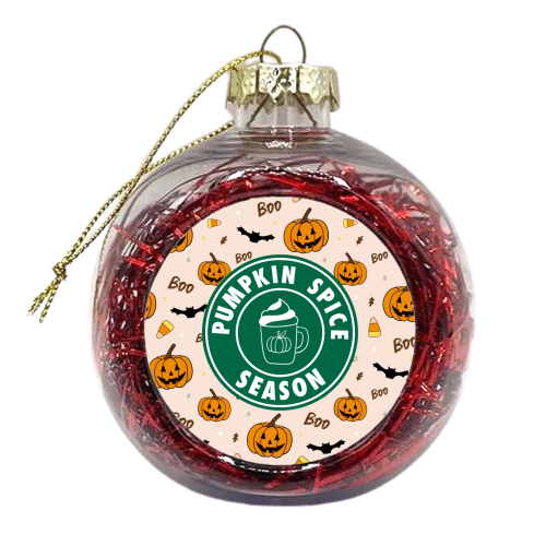 Pumpkin spice season Halloween - xmas bauble by The Girl Next Draw
