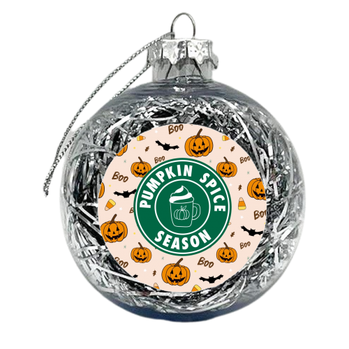Pumpkin spice season Halloween - xmas bauble by The Girl Next Draw