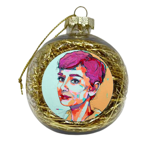 Punk Audrey - xmas bauble by Laura Selevos