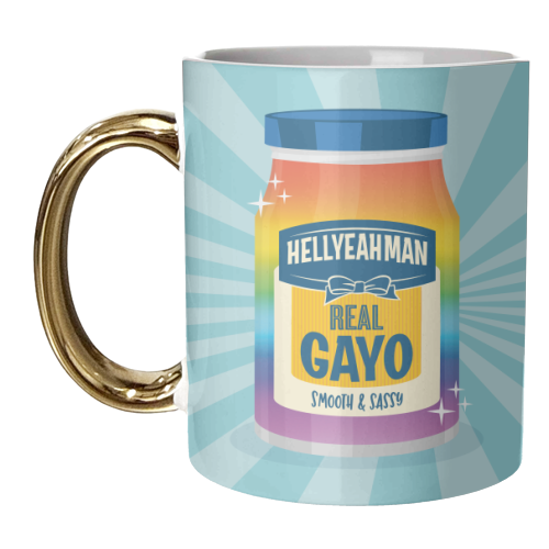 Punny Jar of Mayonnaise - Real Gayo - LGBTQ+ - unique mug by Claire Atwood