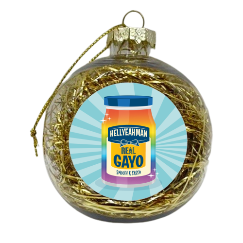 Punny Jar of Mayonnaise - Real Gayo - LGBTQ+ - xmas bauble by Claire Atwood