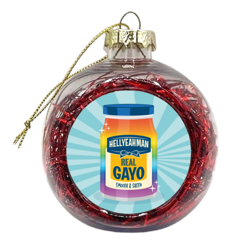 Punny Jar of Mayonnaise - Real Gayo - LGBTQ+ - xmas bauble by Claire Atwood