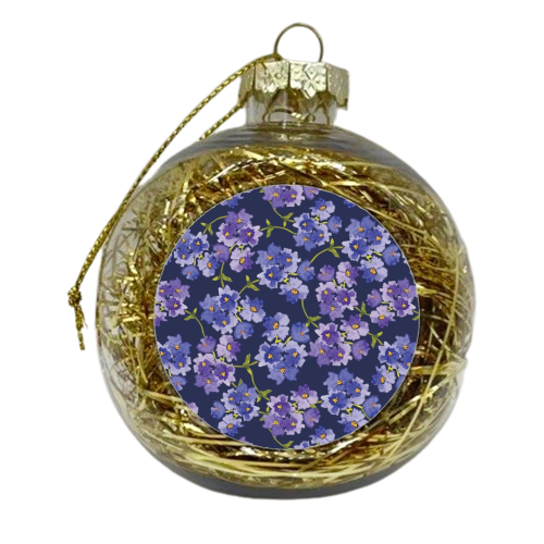 Purple Blossom Watercolour Floral Pattern - xmas bauble by Dizzywonders
