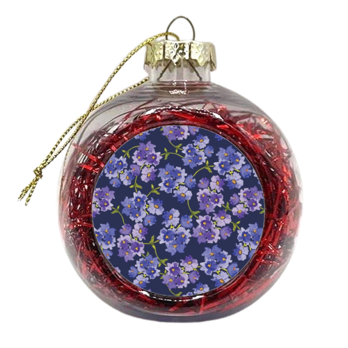 Purple Blossom Watercolour Floral Pattern - xmas bauble by Dizzywonders