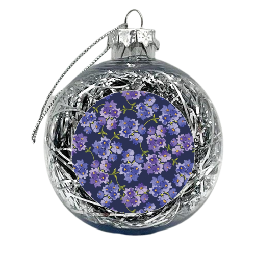 Purple Blossom Watercolour Floral Pattern - xmas bauble by Dizzywonders