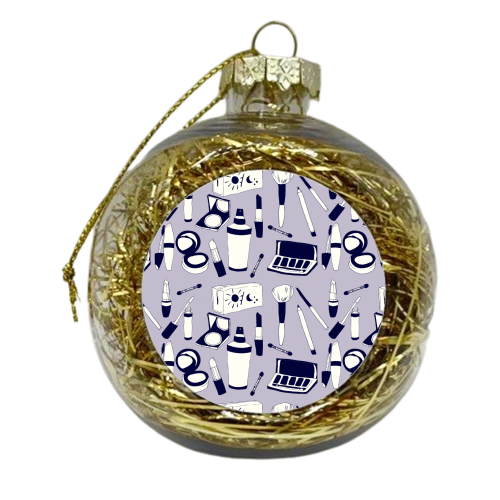 Purple Make-up Pattern - xmas bauble by minniemorris art