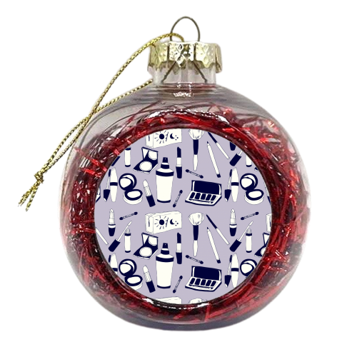 Purple Make-up Pattern - xmas bauble by minniemorris art