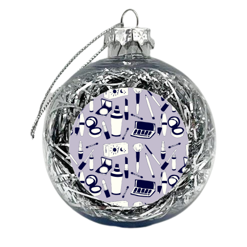 Purple Make-up Pattern - xmas bauble by minniemorris art