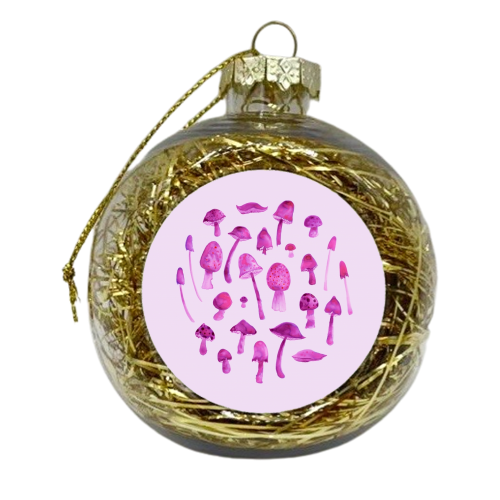Purple Mushrooms - xmas bauble by Zowie Green