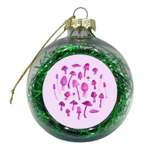 Purple Mushrooms - xmas bauble by Zowie Green