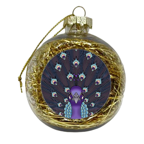 Purple Peacock - xmas bauble by Kitty & Rex Designs