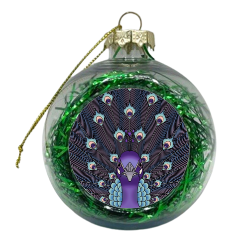 Purple Peacock - xmas bauble by Kitty & Rex Designs