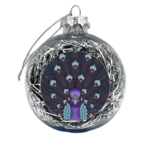 Purple Peacock - xmas bauble by Kitty & Rex Designs