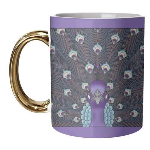 Purple Peacock - unique mug by Kitty & Rex Designs