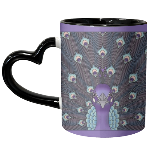 Purple Peacock - unique mug by Kitty & Rex Designs