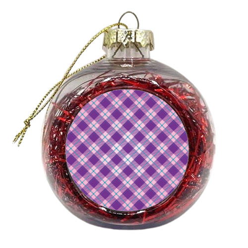 purple plaid pattern - xmas bauble by Anastasios Konstantinidis
