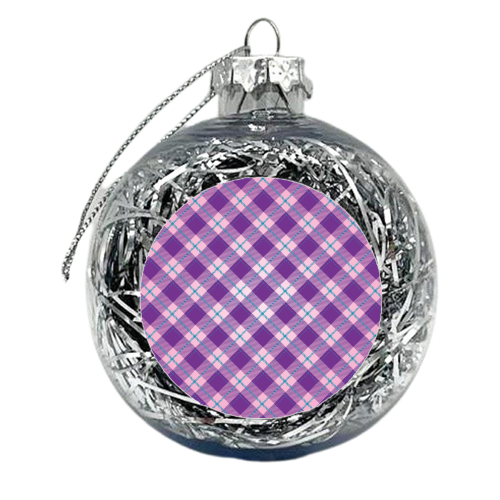 purple plaid pattern - xmas bauble by Anastasios Konstantinidis