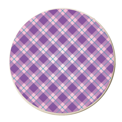 purple plaid pattern - personalised beer coaster by Anastasios Konstantinidis