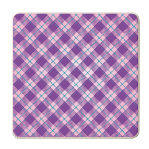 purple plaid pattern - personalised beer coaster by Anastasios Konstantinidis