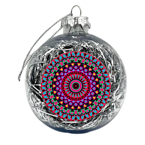 Purple Tribe Psychedelic Mandala - xmas bauble by Kirsten Star