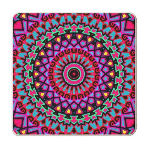 Purple Tribe Psychedelic Mandala - personalised beer coaster by Kirsten Star