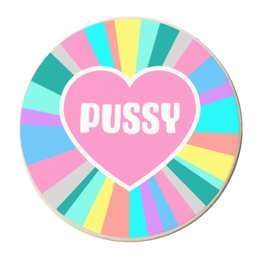 Pussy Lover Heart - personalised beer coaster by Adam Regester