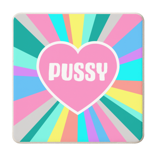 Pussy Lover Heart - personalised beer coaster by Adam Regester