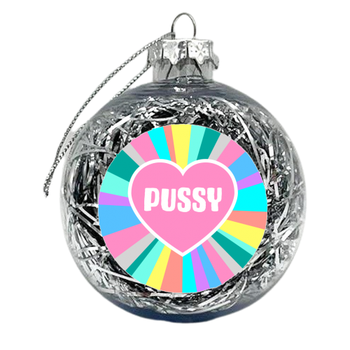 Pussy Lover Heart - xmas bauble by Adam Regester