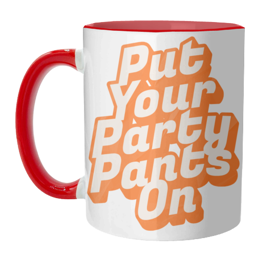 Put Your Party Pants On - Retro 70s Disco Typography - unique mug by yassine sefiani